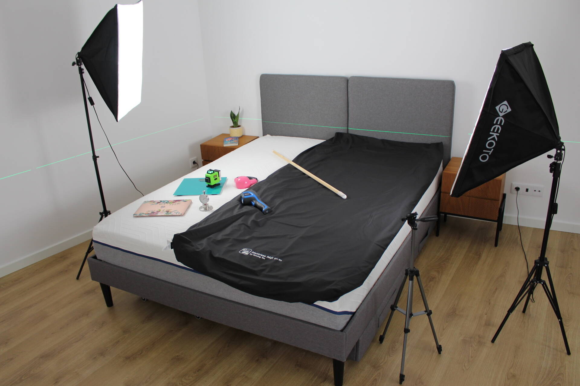 professional testing tools on bed at airi sleeplab